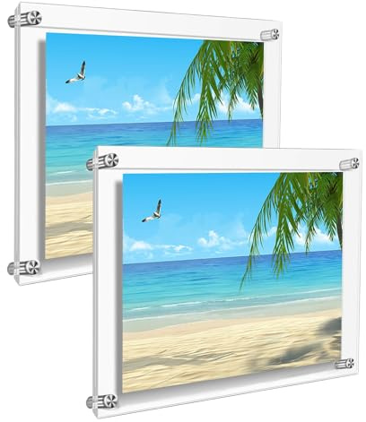 TUKA-i-AKUT 2X Acrilico Cornice Display da Parete per A5 Formato, Trasparente Targa da Ufficio Doppio Pannello, Cornice a Parete per Documenti Foto Certificati Volantini Poster, TKD9402-A5-2X