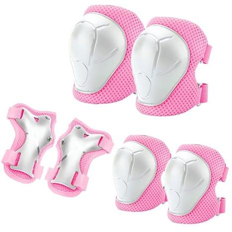 Anluomania Protezione Kit per Bambini, 6 in 1 Ginocchiere | Gomitiere | Tutore Polso Protezioni Set, Regolabile Attrezzatura Protettiva, Sicurezza Set per Pattini Skateboard, Scooter e Rollerblade
