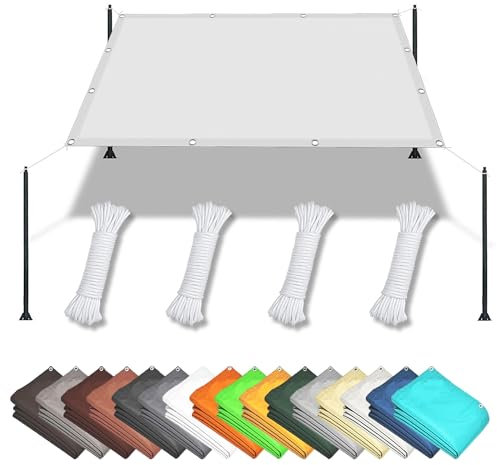 Sonnensegel Nach Maß mit Ösen 70 x 250 cm Sonnenschutz 98% UV Schutz Sonnensegel Wasserabweisend Rechteckig Vielen Größen mit Spannseilen für Terrasse Camping, Weiß