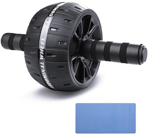 AB Wheel Roller, Exercise Abdominal Wheel Fitness for Gym & Home, Work-out Strength-Training Equipment with Knee Pad, 12W, Model - Black