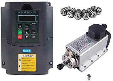 Kits de moteurs de broche CNC, 1.5kw broche moteur carré CNC broche de refroidissement par Air 1500W broche de fraisage refroidie par Air + 1.5KW VFD onduleur + 13 pièces/ensemble ER11 Pour routeur CN