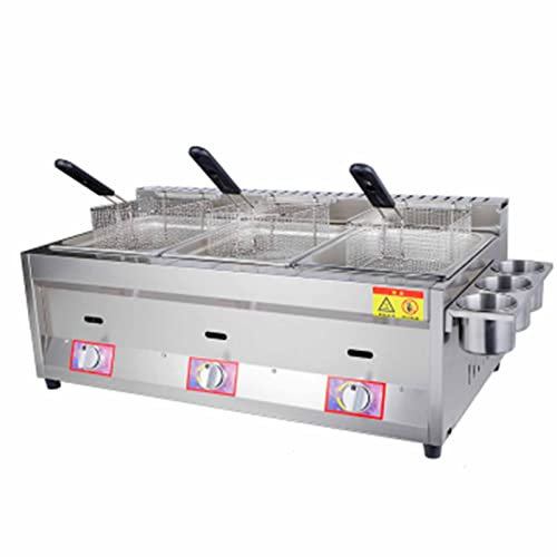 Friteuse à gaz commerciale de comptoir, friteuse à gaz double, friteuse au propafriteuse au propane de comptoir en acier inoxydable, contrôle indépendant de la température, facile à nettoyer
