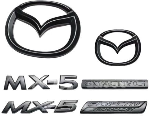 LFWCZS vorne hinten Ersatz Emblem Kit für Mazda MX-5 NC,Schwarz Kühlergrill Kofferraum Plakette Zeichen Badge Aufkleber Logo 3D Metall Kfz Dekor Tuning Zubehör,just SKACTIVG