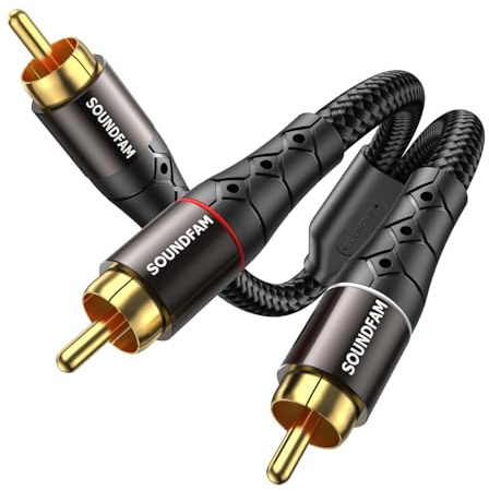 SOUNDFAM RCA Splitter Cable 3M RCA Y Splitter 1 Male to 2 Male Subwoofer Y Cable Bi-Directional [Double Shielding] for Subwoofer, Home Theater, AV Receiver, Amplifier-Black