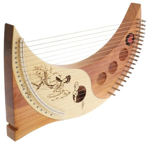 Gatuida Musikinstrument Lyre Harfen 19-saitige Holzharfe mit Stimmschlüssel Lyra Harfe für Anfänger und Musikalische Freizeit Zufällige Farbe