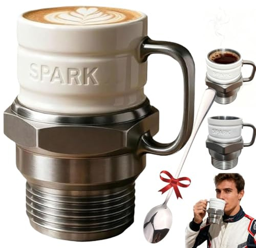 Spark Plug Mug,Creative Sparkplug Coffee Mug,Ceramic Spark Plug-Shaped Coffee Cup,Automotive Spar-k Plu-g Coffe-e Mugs,Personalized Spar-ks Plu-g Coffe-e M-UG for Car Lovers,Gearheads,Collectors