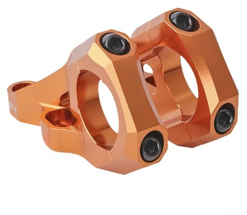 Potence de vélo lourde de 31 à 8 mm conçue pour une utilisation en descente avec deux points fixes pour répartir uniformément la charge et minimiser les vibrations (orange)