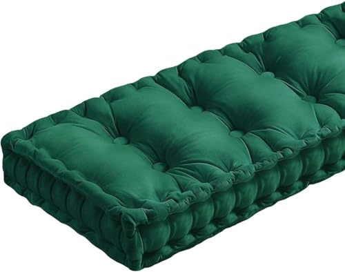 VEAI Cuscino per Panche da Interno/Esterno - 120x40,100x40,80x40,100x50 cm - Spessore 8-10 cm Cuscino per Panchina per Giardino, Cucina, Sala da Pranzo, Finestre e Altalene(Verde scuro,130x50x10cm)