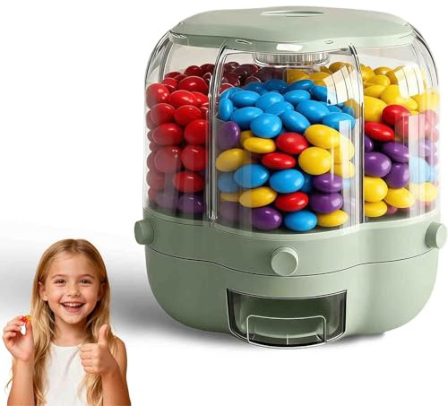 SHAIRMB Distributore Automatico di Dolciumi con 6 Scomparti, Contenitore per Alimenti A Scomparti Multipli di Grande capacità, Contenitore Ermetico per Alimenti con Coperchio,Light Green,Large