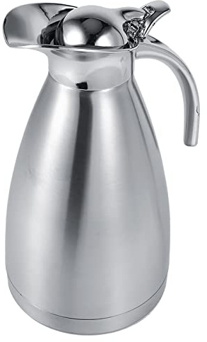 Thermoskanne, Behälter aus Edelstahl, doppelwandig, vakuumisoliert, 1,5 l/2 l, mit Quick Press Home-Isolierkanne, für Kaffee, Tee, heißes Wasser, Eisgetränke., edelstahl, silber, 1.5L