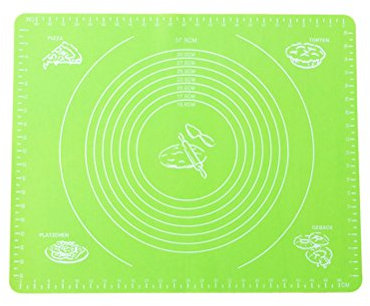 OUNONA Tappetino stendipasta Tappeto di Pasticceria in Silicone Spianatoia da Lavoro con Misura Circolare Tappetino Professionale per Lavoro di Pasta/Pizza/Dolce 50cm x 40cm (Verde Chiaro)