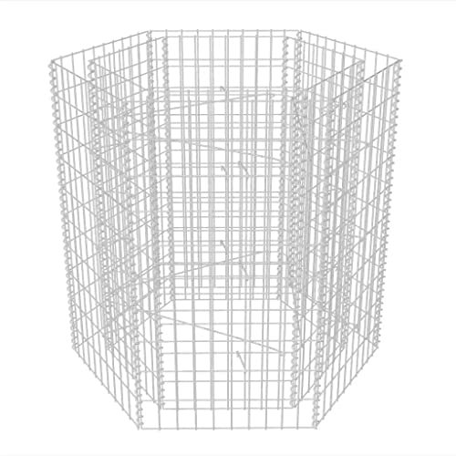 vidaXL Hexagonal Gabion Raised Bed - Galvanized Steel Flower or Plant Bed Border - Rustproof and Weather-Resistant - Easy Filling Design - Stable and Sturdy Construction