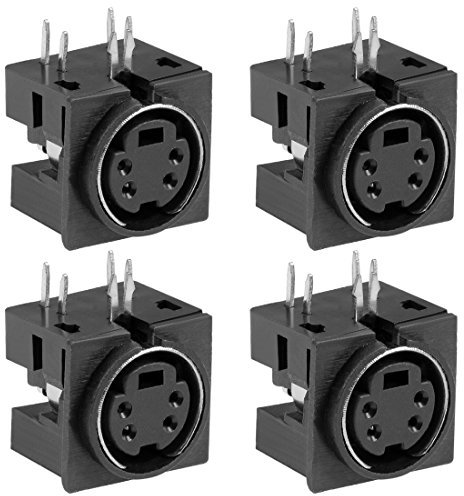 sourcing map Conector Negro Montaje En PCB De Vídeo S De 4 Pines Hembra DIN Audio Vídeo