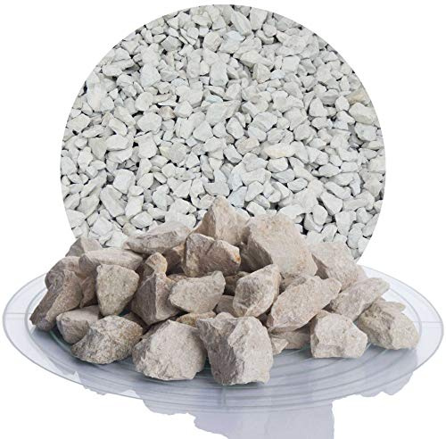Schicker Mineral Kalk Ziersplitt beige 16-32 mm 25 kg, Kalksplitt | Yellow Sun, deutscher Naturstein, farbecht, witterungsbeständig, ideal zur Gartengestaltung, Fassadenschutz, Schotter, Splitt
