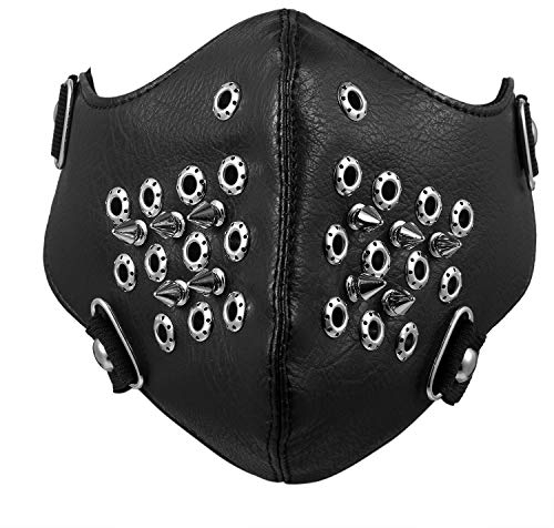 Flongo Leather Mask, Mens Motorcycle Bicycle Biker Rivet Half Face Mask,Anti-Dust Sport Mask for Men Fathers Christmas Valentine's Day