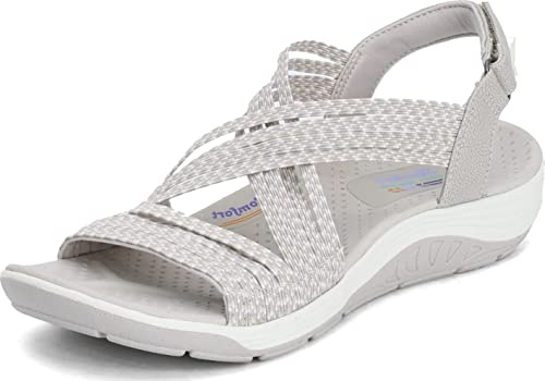 Skechers Reggae Cup-oh, Snap!, Sandali a Punta Aperta Donna, Beige Natural Taupe Gore Nat, 40 EU