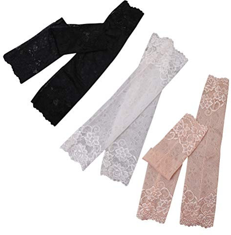 Arm Sleeve Armstulpen Damen Sommer, Spitze UV-Schutz Armstulpen Damen, Lange Fingerlose Armlinge Hochzeit Handschuhe für Party Kostüm Zubehör Outdoor Sportaktivitäten - 38cm