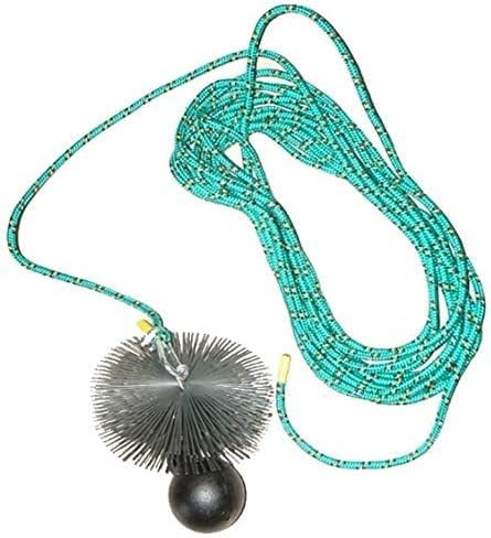 rg-vertrieb Kaminbesen Schornsteinbesen Kehrbesen Zugbesen Rußbesen aus Federstahl + Zugseil PP-Seil + Zuggewicht 2,5kg Set Größe wählbar (Besen 18cm, Zugseil 15m)