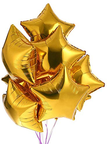 CozofLuv 25 Stück 18 Zoll Stern Folienballon Luftballons Sternluftballons Heliumballon Folienluftballon Ballone für Geburtstag, Hochzeit, Valentinstag, Weihnachtsfeierdekoration (Gold stern)