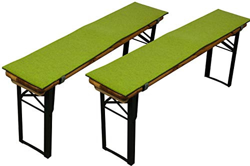Sensalux gepolsterte Bierbank-Auflagen, 2er Set, Klettverschluss, Filz, Grau - Apfelgrün, 120cm x 25cm