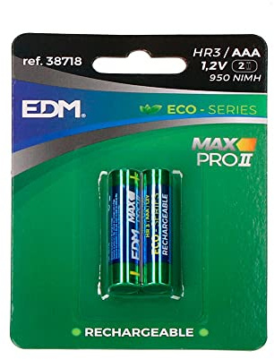EDM 38718 Pile Rechargeable Lr3 AAA 950 mAh Blister 2 Piles