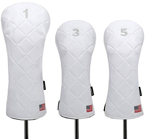 YuEagleSky Golf Head Covers Driver Fairway #3#5 USA Flag for Club Men Women (White)