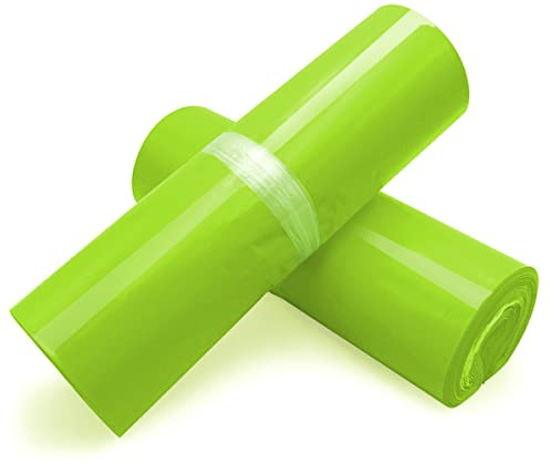 100 STK. Versandbeutel Plastik Versandtaschen, selbstklebend und Blickdicht, Versandtüten aus Plastik für Kleidung und Textilien-gelb grün weiß Versandbeutel (17*30cm/6.6*11.8 Zoll--Maca Green)