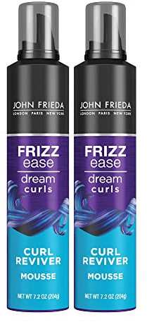 John Frieda Anti Frizz, Frizz Ease Dream Curls Curl Reviver Mousse, Enhances and Moisturizes Natural Curles, Creates a Soft Flexible Hold for Curly or Frizzy Hair, Alcohol-Free, 7.2 Oz, Pack of 2