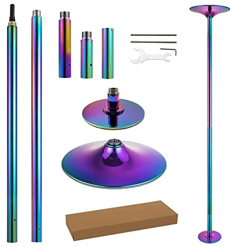 PRIORMAN Dance Pole Set -Premium Height Adjustable 7.38-8.85ft Portable 45mm Diameter 360°Spinning Dancing Pole for Home,200KGS Capacity ,Drill-Free Installation with Floor-to-Ceiling Stability (Colorful)
