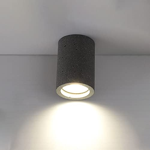 Cement Ceiling Spotlight GU10 Surface Mounted Downlight Accent Spot Lighting Indoor, Cylinder Ceiling Light Fixture, Industrial Spotlights for Bedroom Kitchen Island Corridor