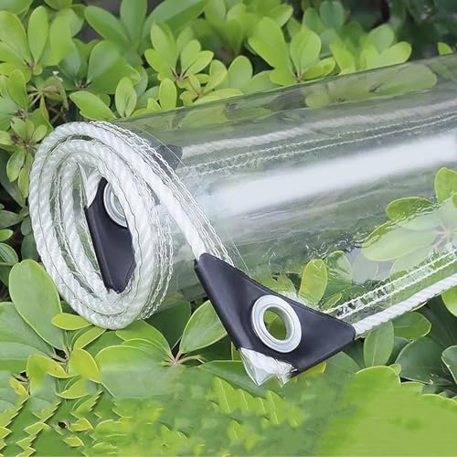 HIYOUGO Plane Transparent Mit ösen 2.4x4m, Regenschutz Abdeckplane, Klar Abdeckung für Pavillons, Pavillon, Balkon, Gärten, Pflanzendach, Gewächshaus Pet Hutch Dach