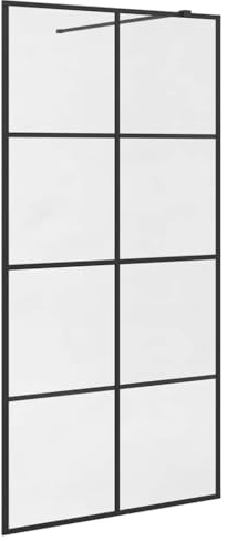 vidaXL Duschwand für Begehbare Dusche mit Klarem ESG Glas Duschtrennwand Duschabtrennung Duschkabine Dusche Aluminium 100x195cm Schwarz