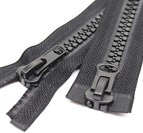 MebuZip 65 cm #10 Große Reißverschluss Kunststoff 2 Wege teilbar Schwarz | Zweiseitig teilbarer Reißverschluss für Mantel Jacken