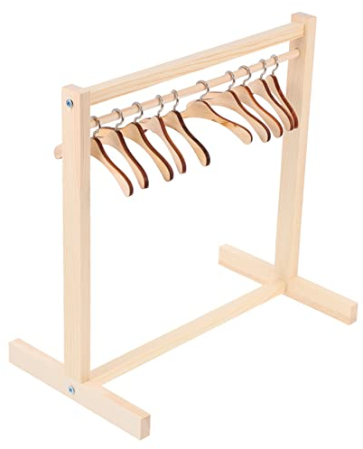 Milisten Puppenhaus-Kleiderbügel Set - Kindermöbel, Mini-Möbel, Schwarze Kleiderbügel für Kindermode, Präsentationsmappe aus Holz