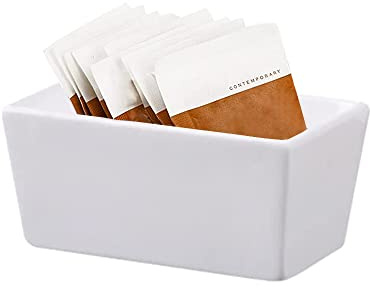 123Arts White Ceramic Sugar Packet Holder Tea Bag Bowl