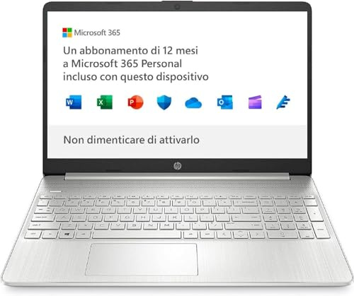HP Laptop 15s-fq0010sl, Intel Celeron N4120, RAM 4 Go DDR4, SSD NVMe 128 Go, Carte Intel UHD, Écran 15,6 Pouces FHD, Anti-reflet, Wi-FI, Webcam, Lecteur de Cartes, Windows 11 S, Microsoft 365, Argent