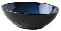 Bidesen Cuenco de porcelana para ensalada de cerámica, cuenco grande para ramen, fideos, cereales, postres, avena, plato, fruta, tazón para servir, azul (S)