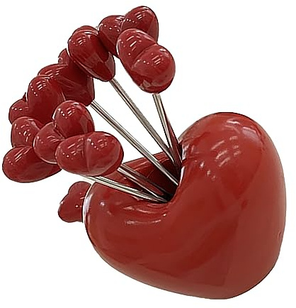 5pcs Cute Heart-Shaped Multipurpose Stainless Steel Fruit Forks with Holder