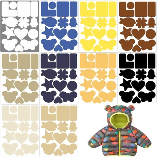 10 Blatt Farbe Daunenjacke Flicken, Formen Daunenjacke Reparatur Patch, Reparatur Patch Daunenjacke, Daunenjacke Flicken Selbstklebend, Für Daunenjacke,Zeltkleidung,Tasche,Zelte(Zehn Farben).