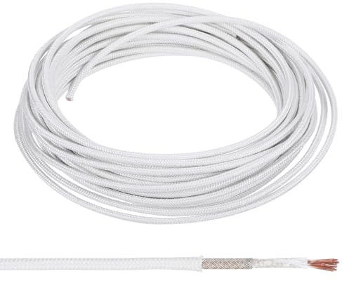 PATIKIL Cavo Ad Alta Temperatura fibre Vetro Mica 32,8' 14Awg Bianco | Calibro Isolato -60-500°C, Resistente Calore, Flessibile, per Lampade, Caldaie, Riscaldatori