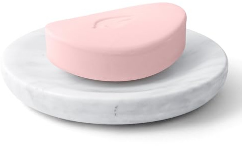 WORHE Seifenschale aus Marmor, Ovaler Seifenhalter, Kratzfeste Seifenschale, Geeignet für Küche, Badezimmer, Dusche, Seifenhalter, Waschbecken, WhiteMarbleSoapDish(DL008) (Round)