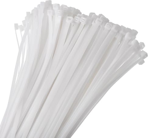 sourcing map 200pcs 500mm/20 53 Lbs Cable Zip Ties Self-Locking Extra Long Nylon Cable Tie Wraps 8mm for Cord Management, White