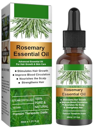 Huile essentielle de romarin - 30 ml - Huile de romarin - Huile de romarin pour cheveux et cuir chevelu - Huile fortifiante pour une croissance saine des cheveux