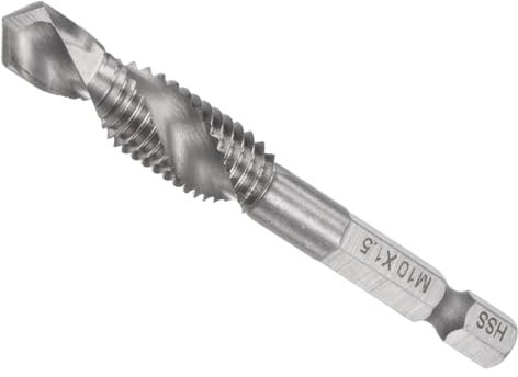 CoCud Kombinationsbohr- und Gewindebohrer, M10 x 1,5 Gewindegröße, 1/4 Sechskantschaft, 4341 unbeschichteter Hochgeschwindigkeitsstahl, lange Werkzeuge