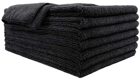 Polyte - Toalla de Microfibra antipelusa para el Cabello - Secado rápido - Profesional - 40,6 x 73,7 cm - Pack de 8 (Negra)