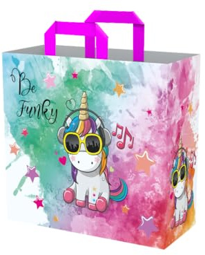Konix Einkaufstasche - Größe M 40 x 45 x 20 cm - recyceltes Material - Motiv Einhorn Be Funky