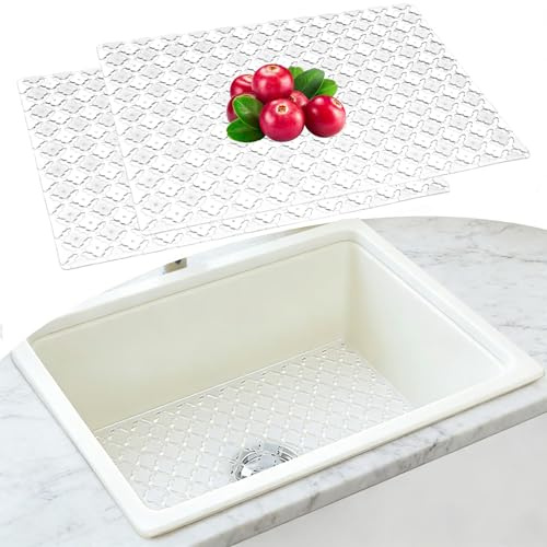 Tapis évier Cuisine, Lot de 2 Tapis d'évier Découpable pour la Cuisine, 30 x 40cm Tapis évier Décoratif, Tapis de Protection d'évier en céramiqu/Acier Inoxydable, fond d'évier Tapis Drainage Rapide