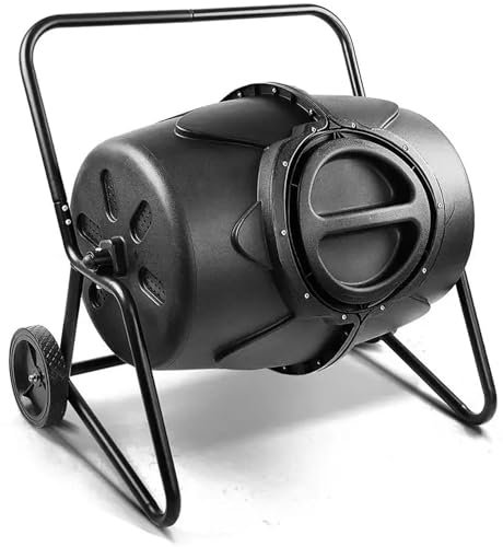 Contenedor de abono Grande, contenedor de Basura para jardín Exterior de 170 L con Ruedas, contenedor de abono con Ruedas de 360 ​​​​°, contenedor de Basura móvil Resistente, para Parques, Jardines