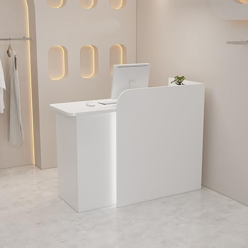 Empfangstheke, Rezeptionstheken, Verkaufstheke Verkaufstisch Mit Schubladen, Empfangstresen, Büromöbel Rezeptionsmöbe, Für Salon, Lobby, Hall, Hotel, Clothing Store(White-A,110x50x100cm)