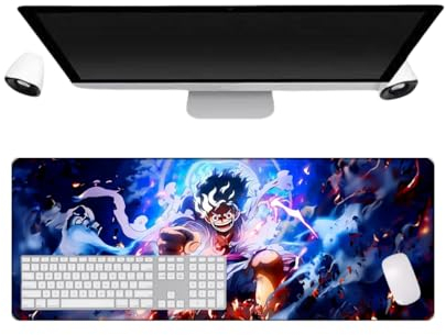 One Piece Luffy Anime großes Mauspad, 800 x 300 x 3 mm, Schreibtisch, rutschfest, strukturierte Oberfläche für Computer, Gamer, Zuhause und Laptops